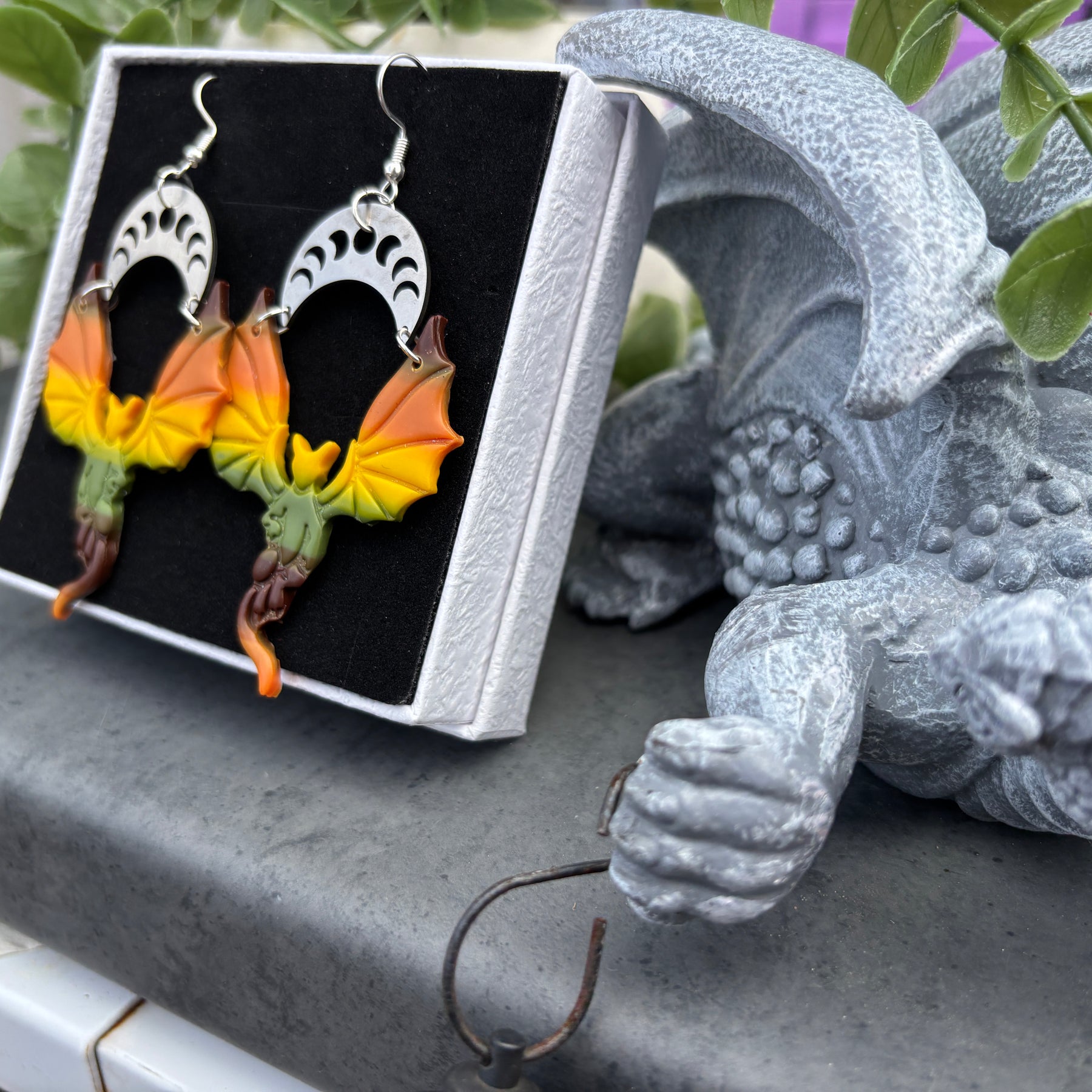 Magical fantasy-inspired dragon earrings