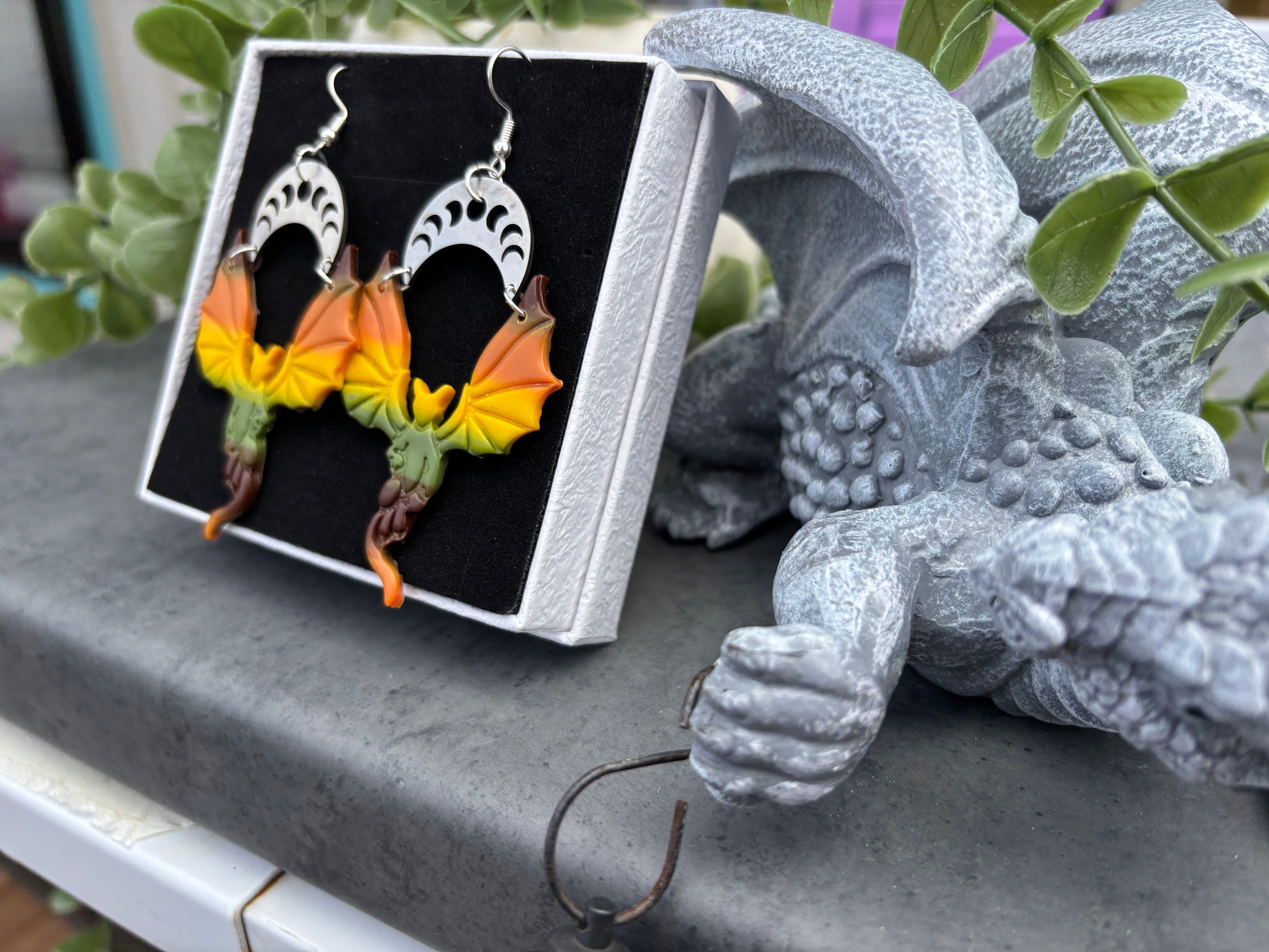 Magical fantasy-inspired dragon earrings
