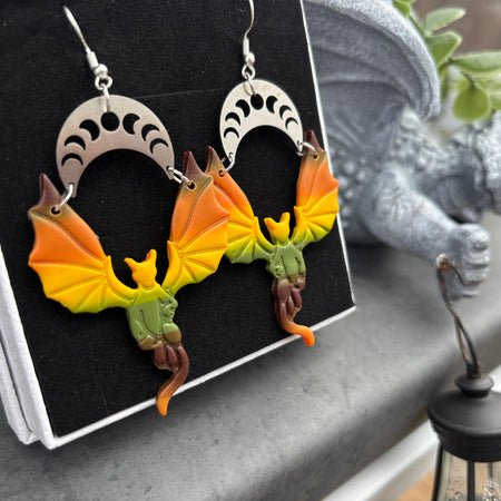 Magical fantasy-inspired dragon earrings