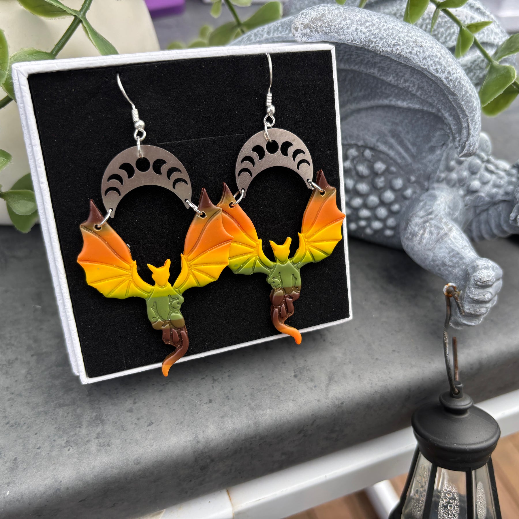 Magical fantasy-inspired dragon earrings