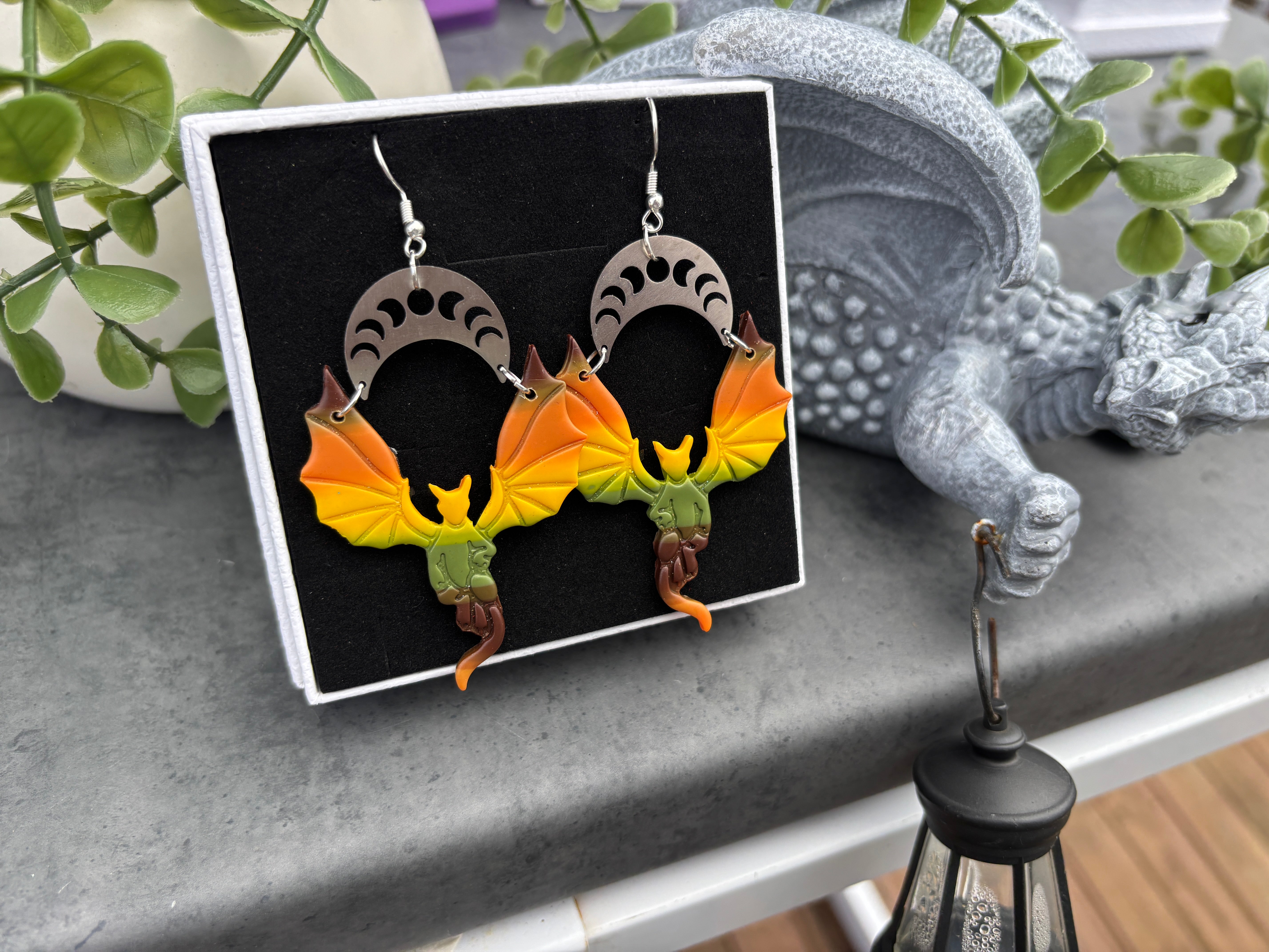 Magical fantasy-inspired dragon earrings