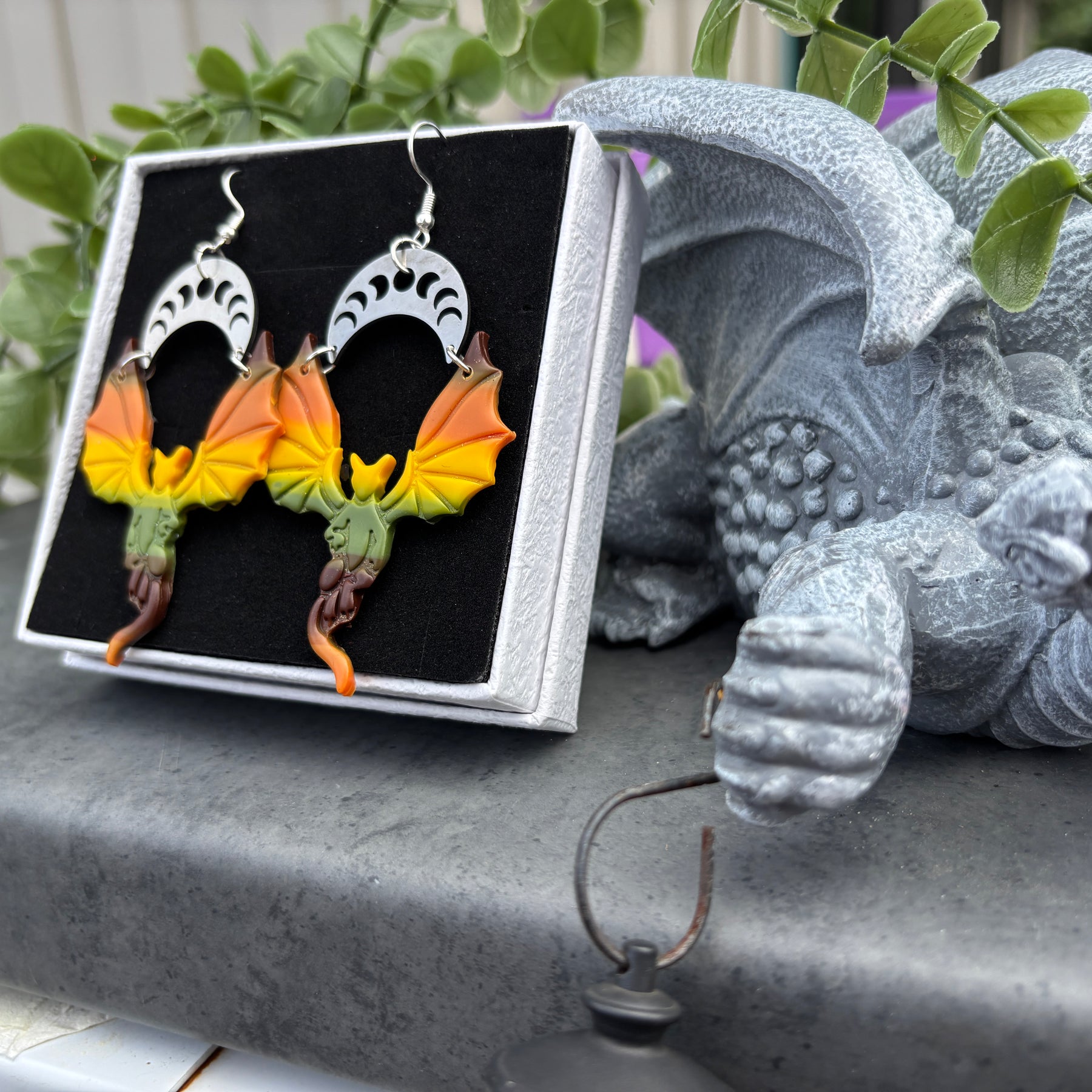 Magical fantasy-inspired dragon earrings
