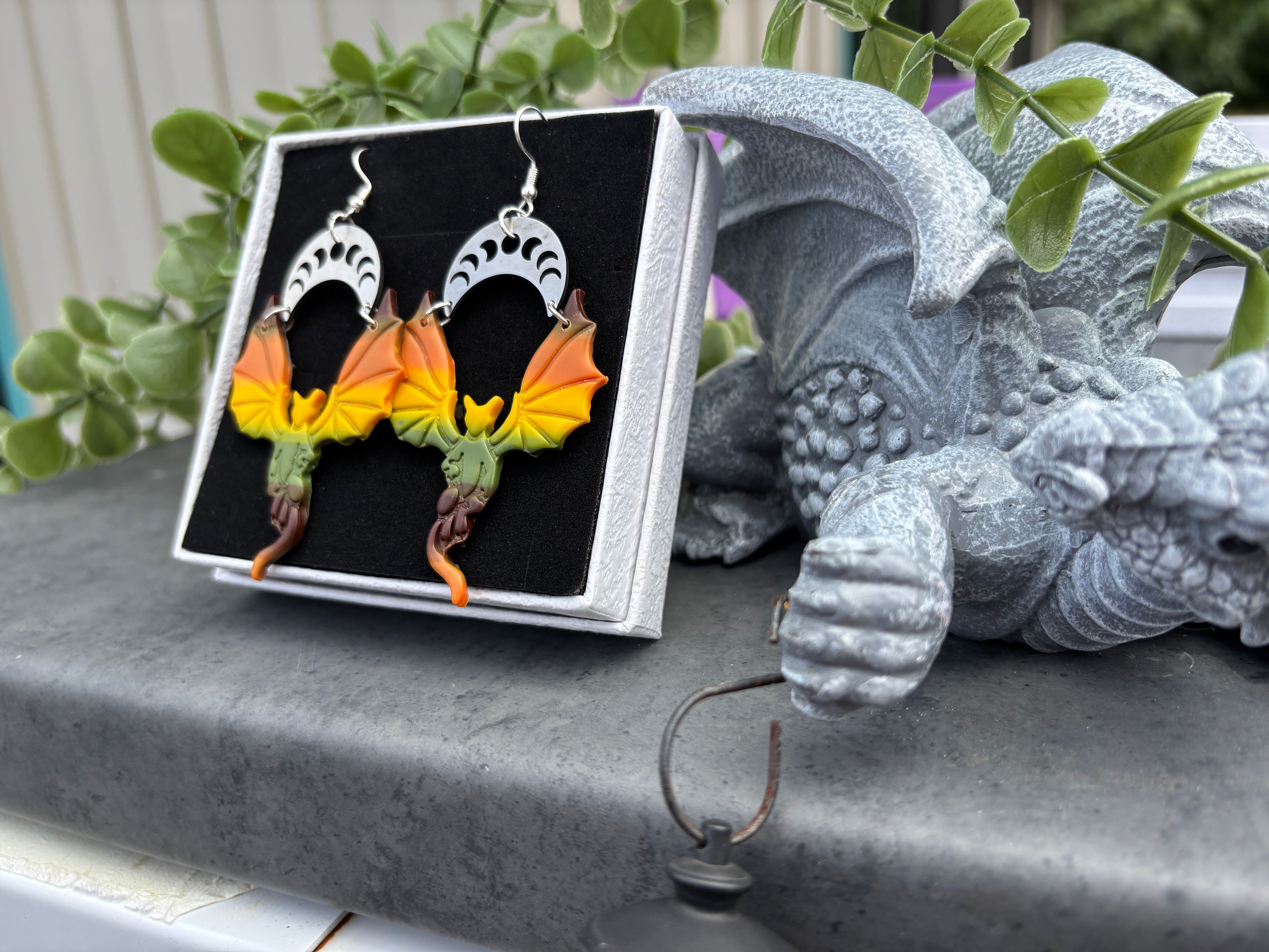 Magical fantasy-inspired dragon earrings