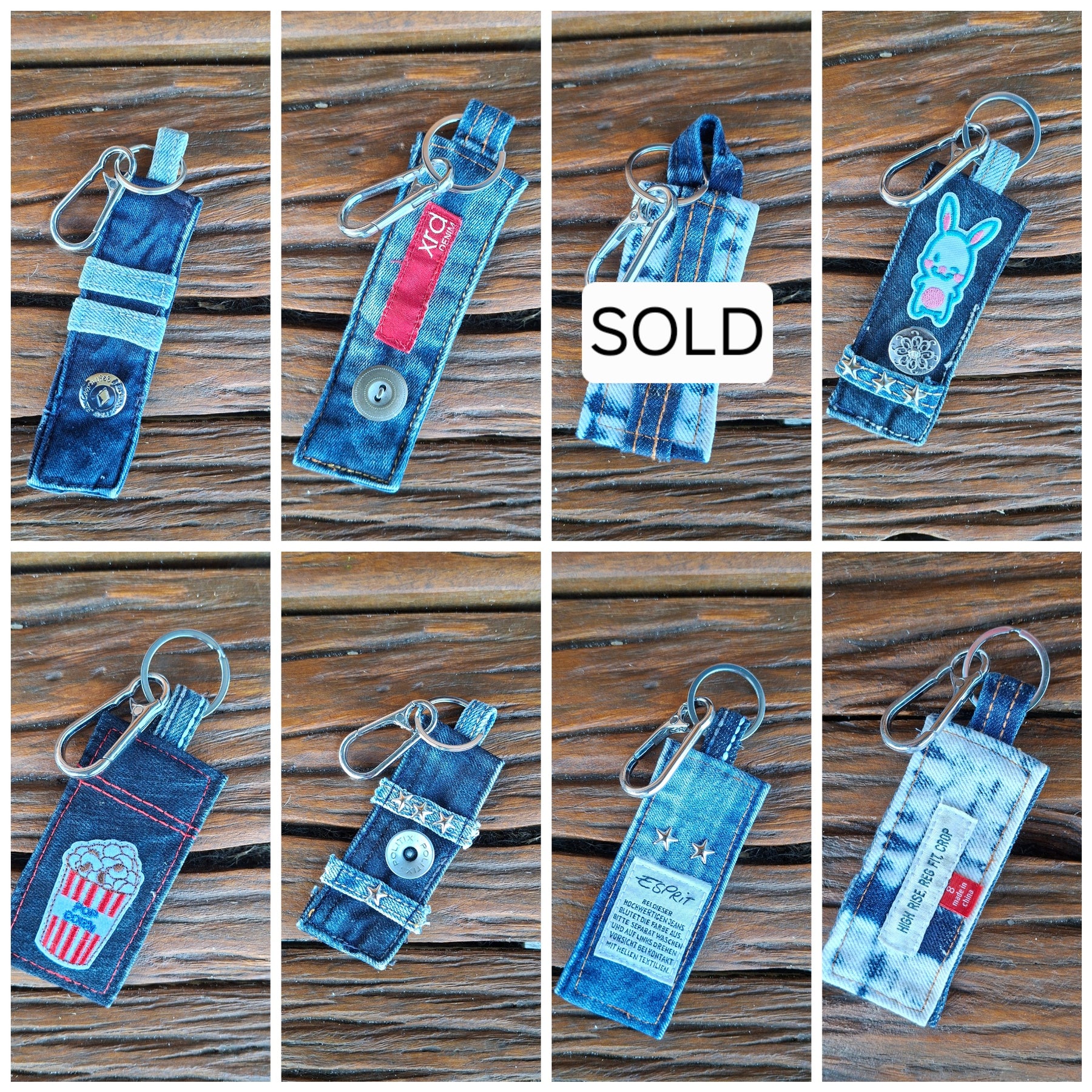 Funky Recycled Denim Key Rings