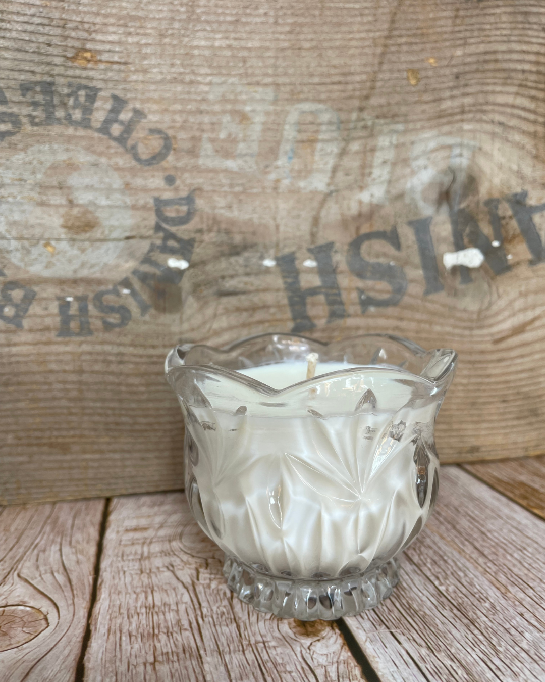 Vanilla Dreams | Natural Soy Candle in a Vintage Glass Candy Dish