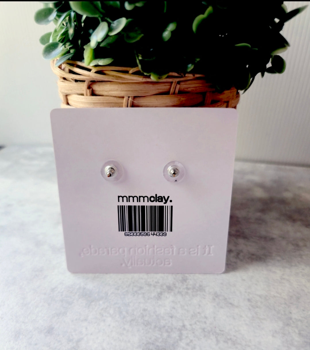 Shiny Red Studs | Polymer Clay Earrings