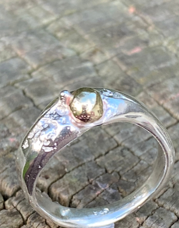 Sterling Silver Brass Seed Ring | Size N | One of a Kind