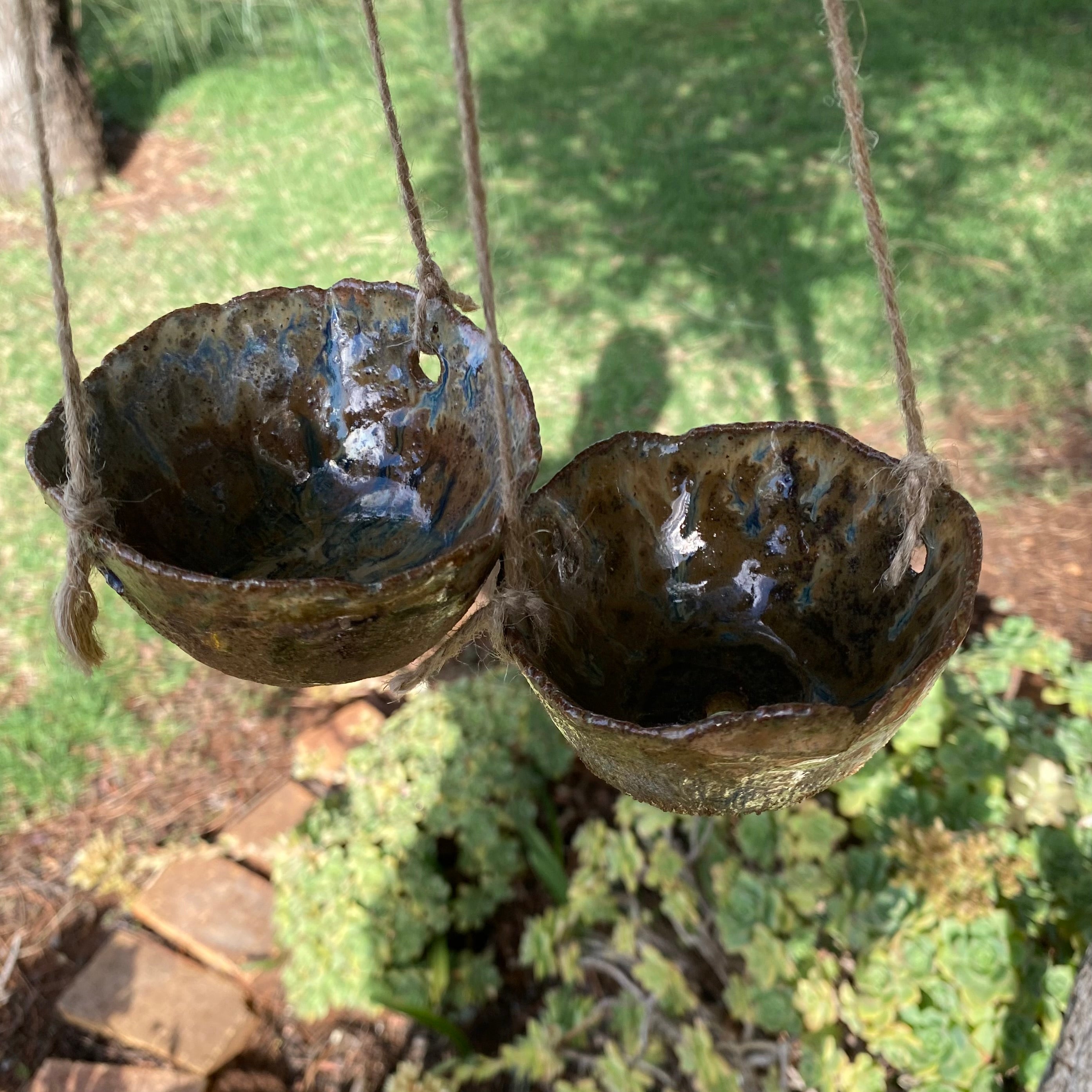 Handmade Organic Pinch Pot Plant Hangers|Pottery