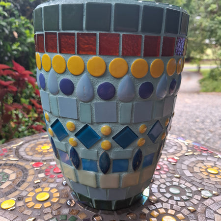 Gone Potty - Tall Mosaic Green & Yellow Pot