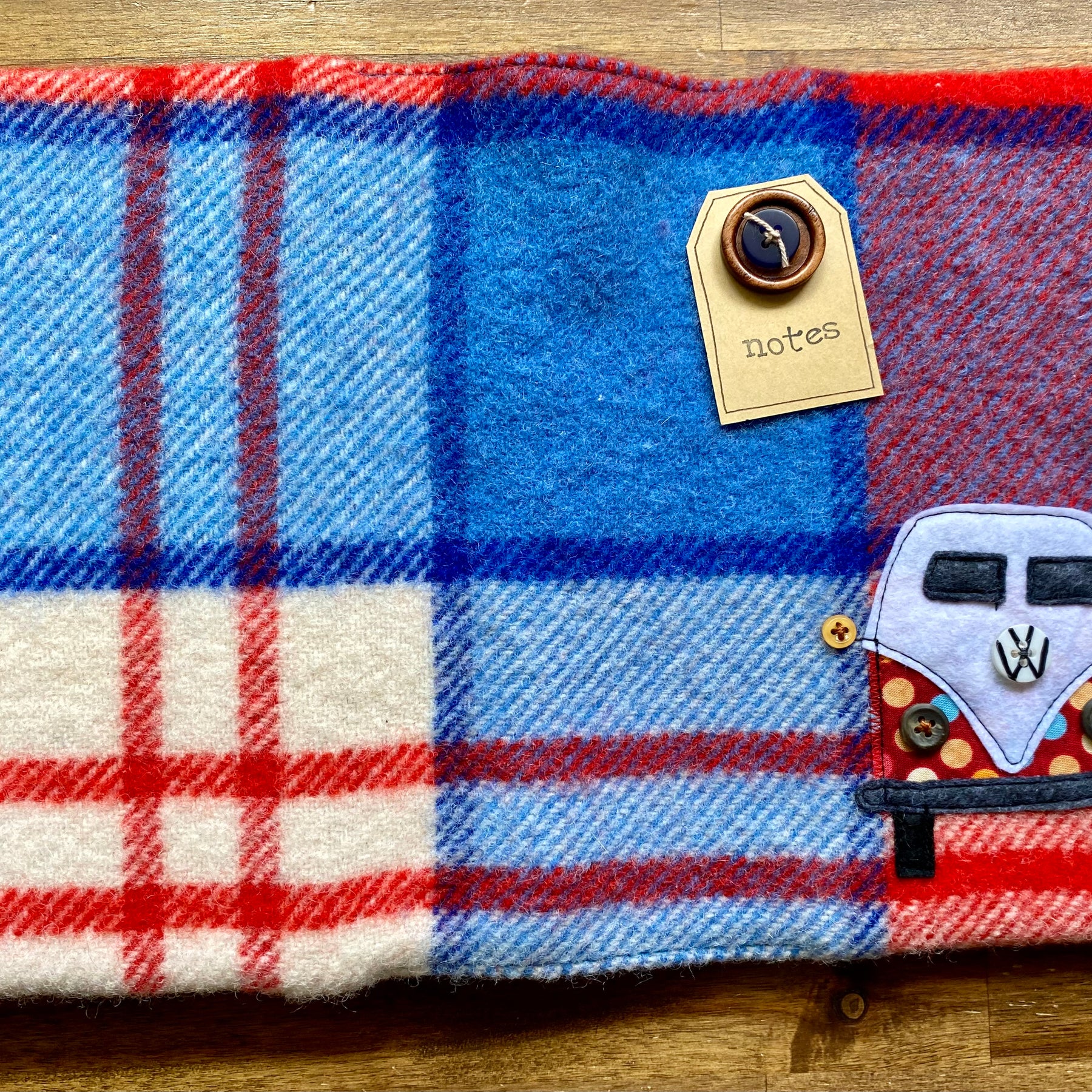 A5 Upcycled Notebook Kombi - Navy/Red