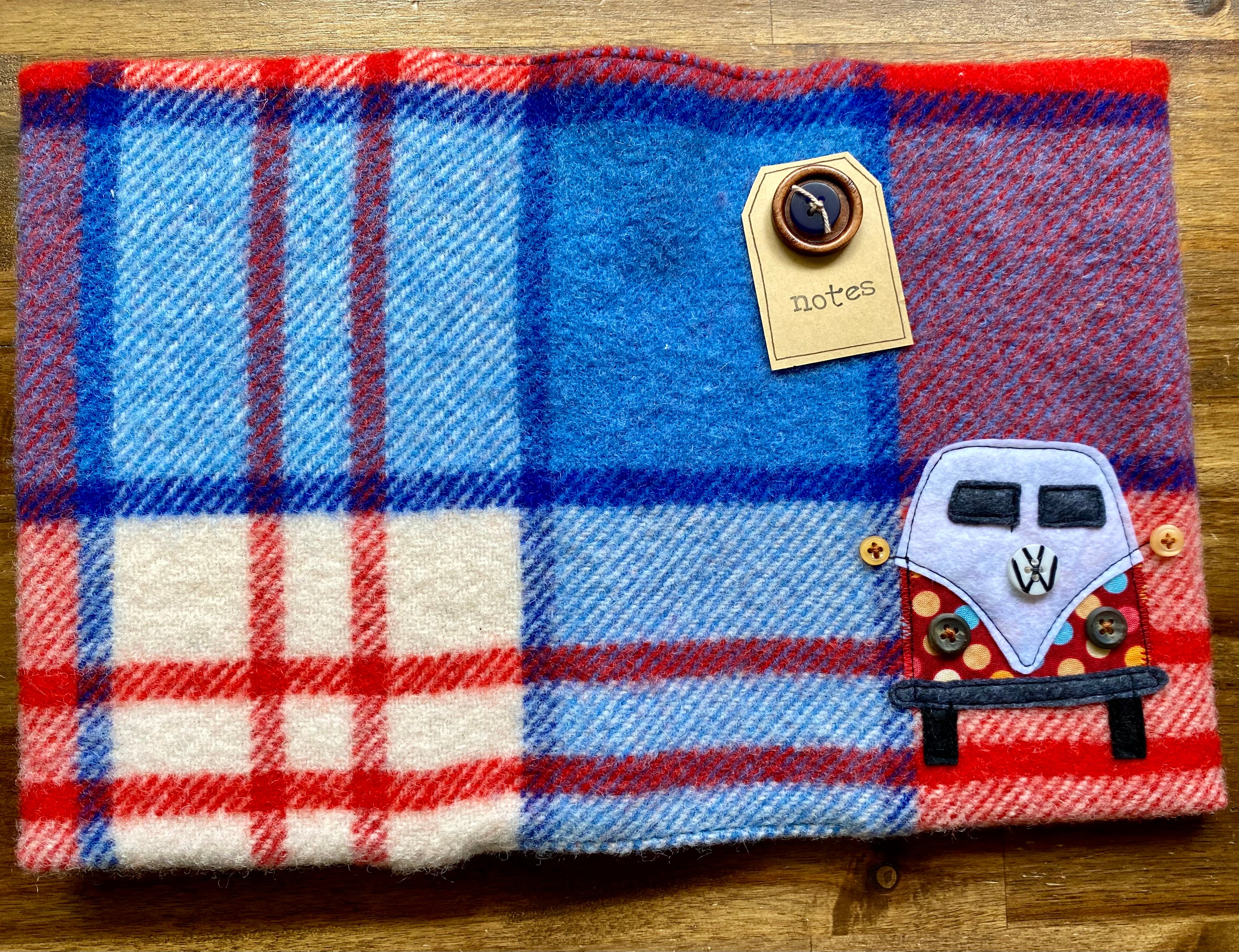 A5 Upcycled Notebook Kombi - Navy/Red