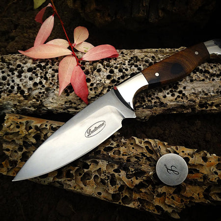 Utility knife ebony timber wood leather art