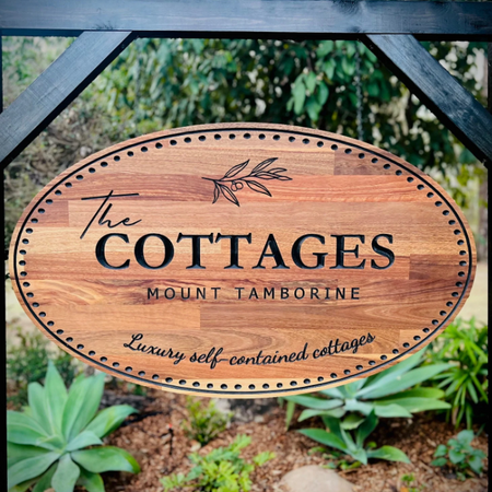 Personalized Solid Wood Cottage Name Sign with Weatherproof & Ready to Hang