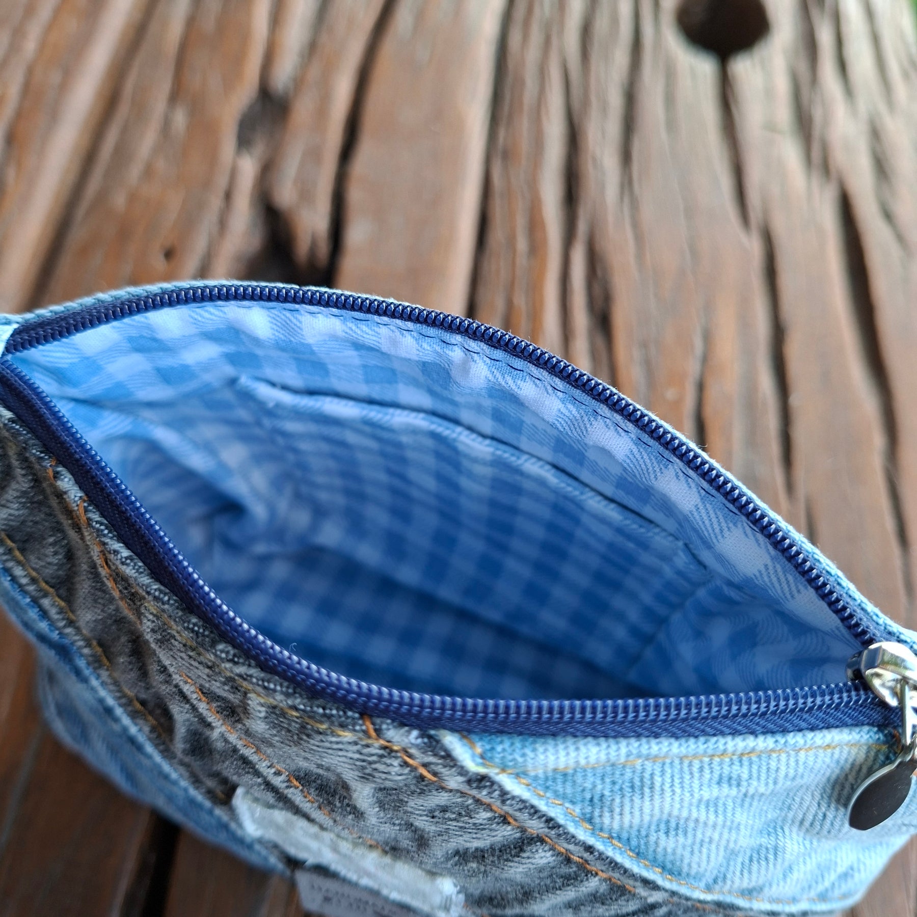 Faded Waistband Denim Make Up or Travel Pouch