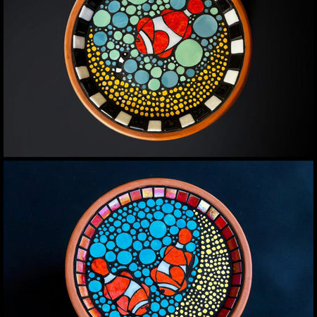 Mosaic Birdbaths. Clownfish.