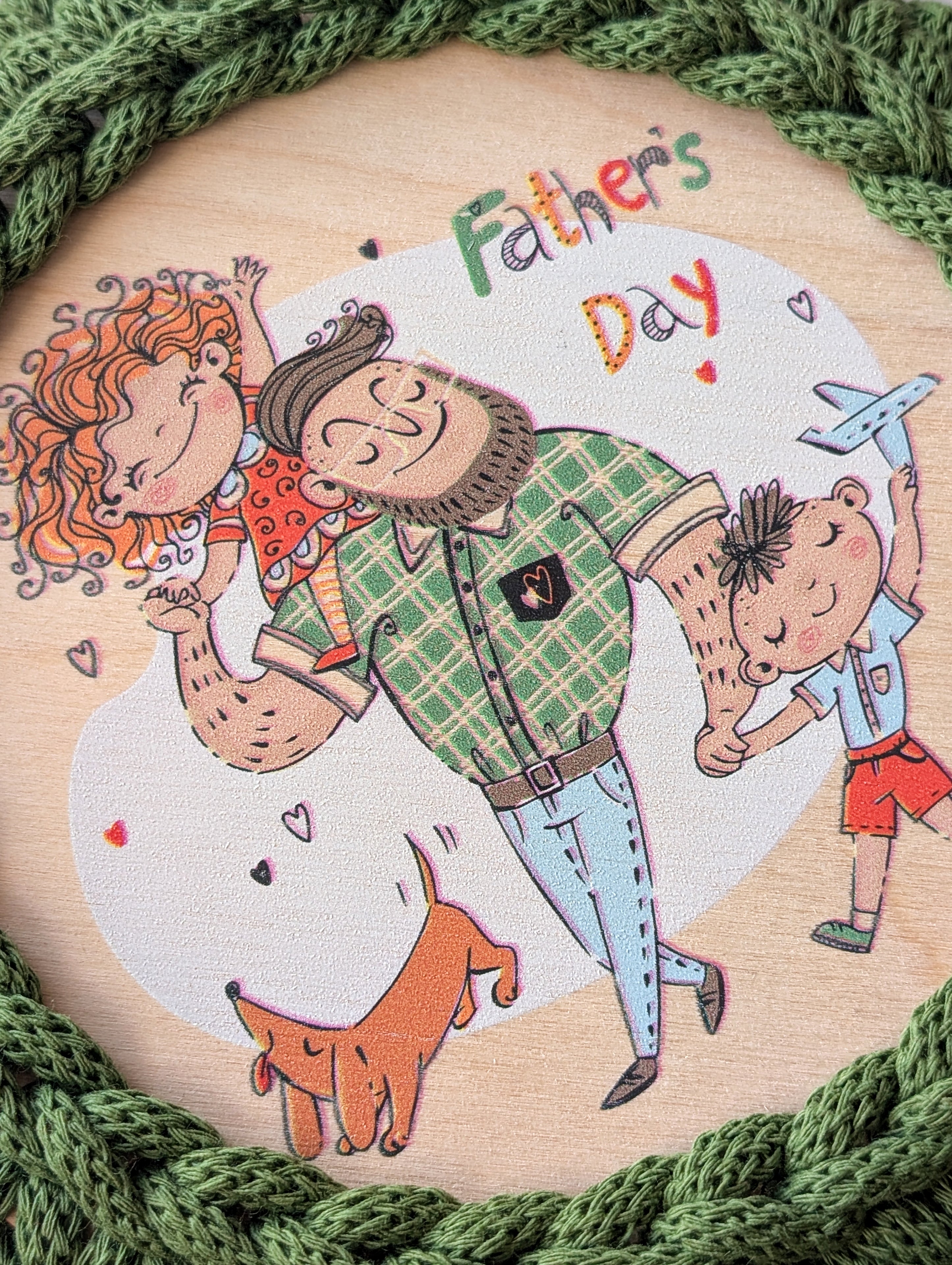 Father's Day Crochet Basket with UV-Printed Lid