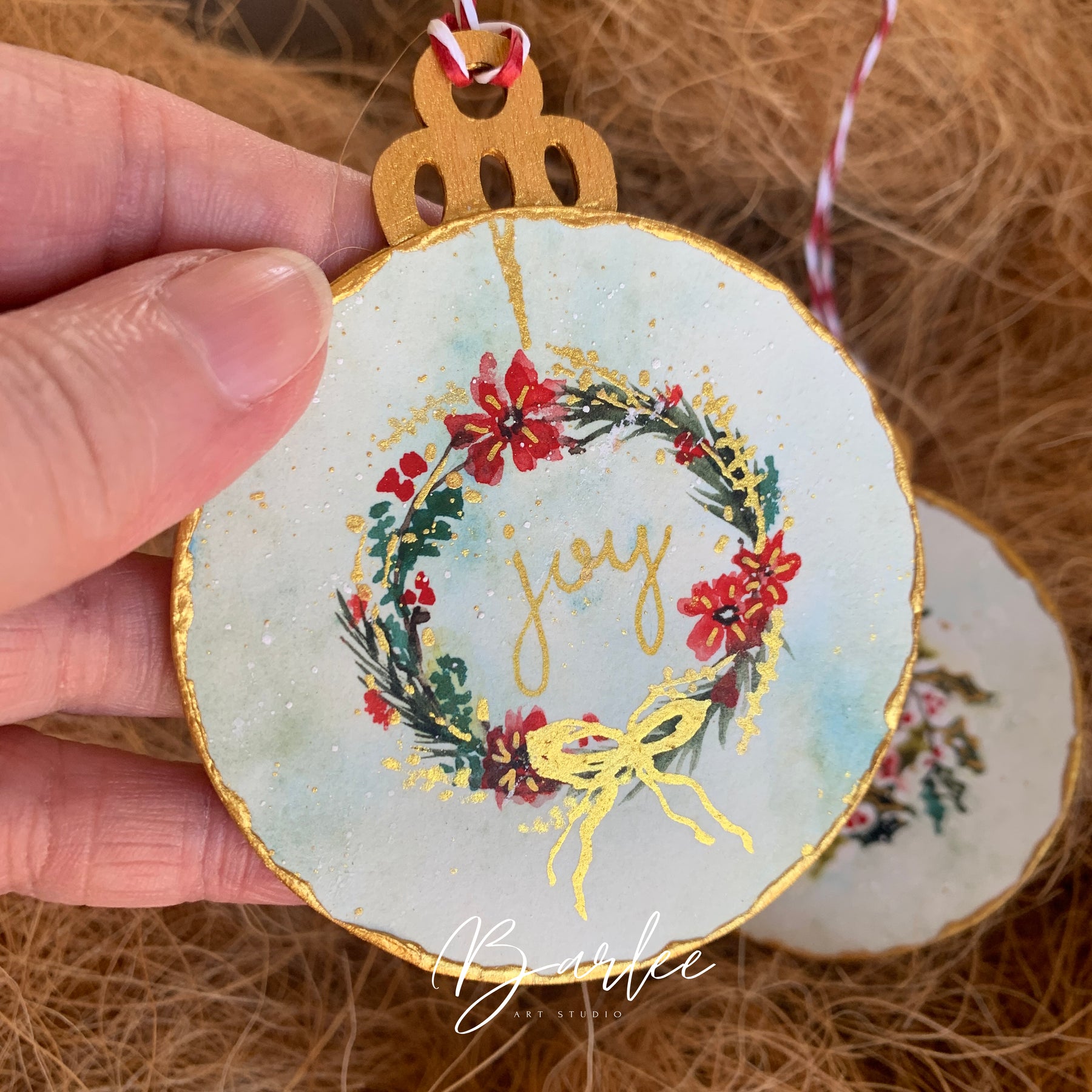 Set of 2 Hand-Painted Christmas Decorations - Unique Ornaments