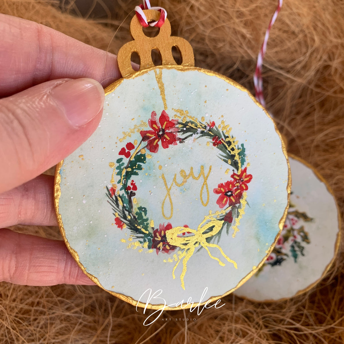 Set of 2 Hand-Painted Christmas Decorations - Unique Ornaments