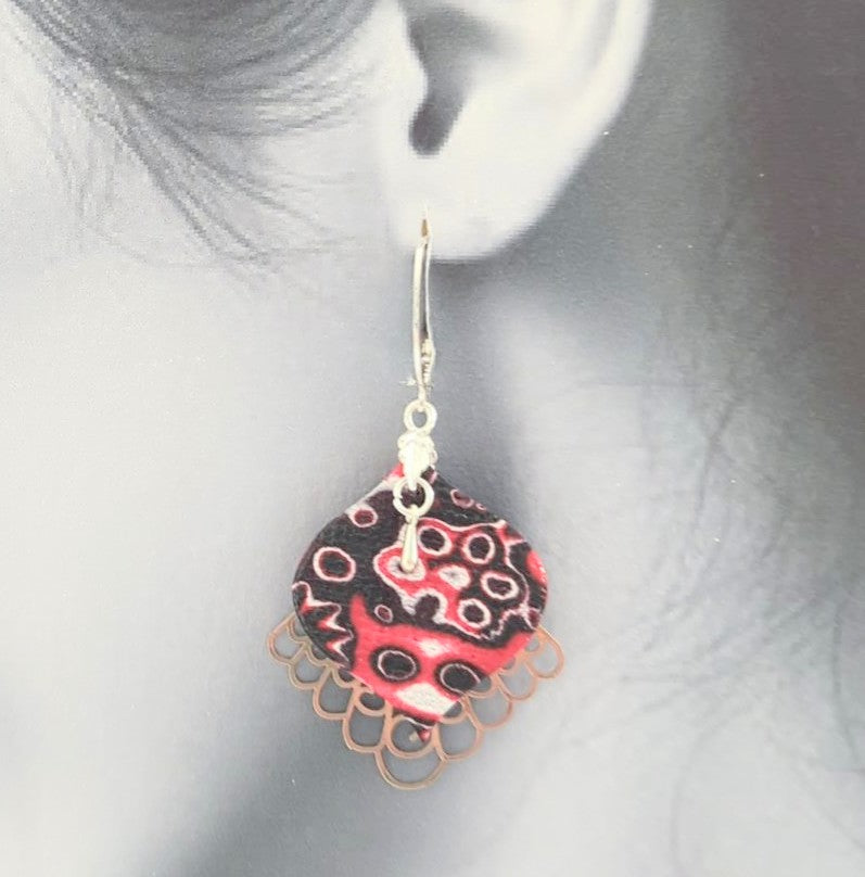 Mokume Gane Earrings in Red