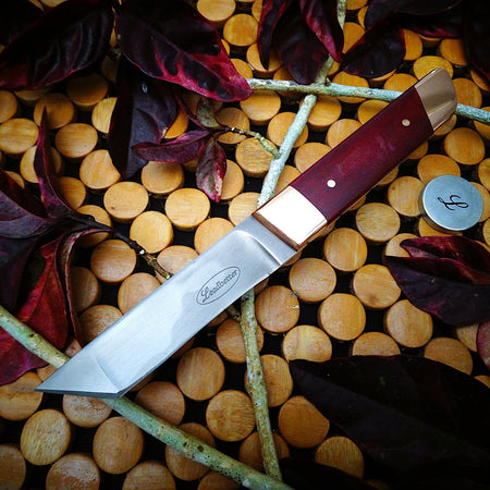 Tanto fixed blade knife art leather wood