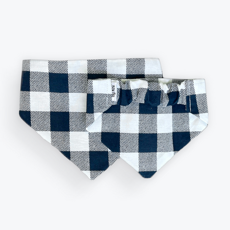 Navy Gingham - Dog Scrunchie Bandana