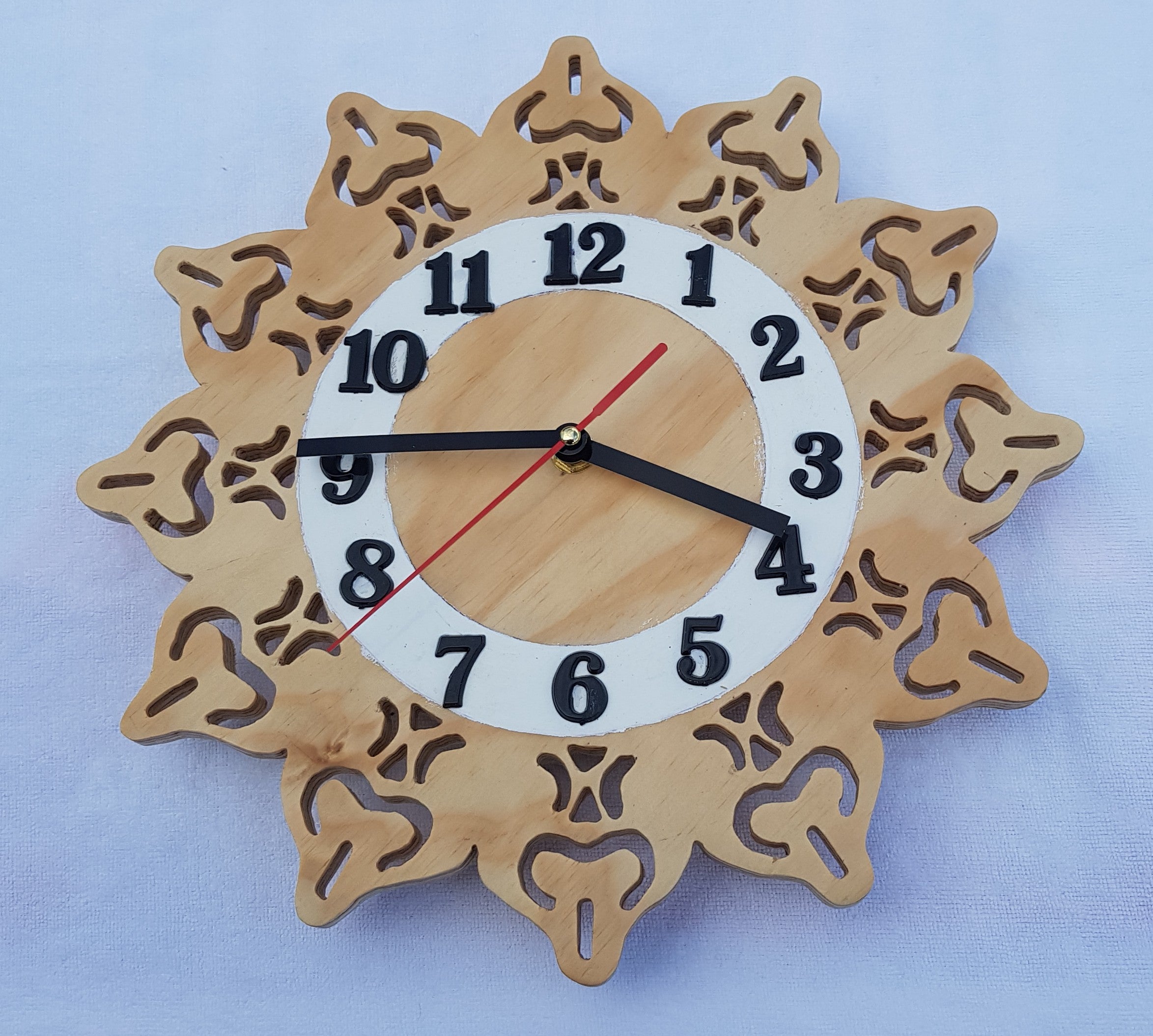 Clock 2, easy read premium plywood wall clock.