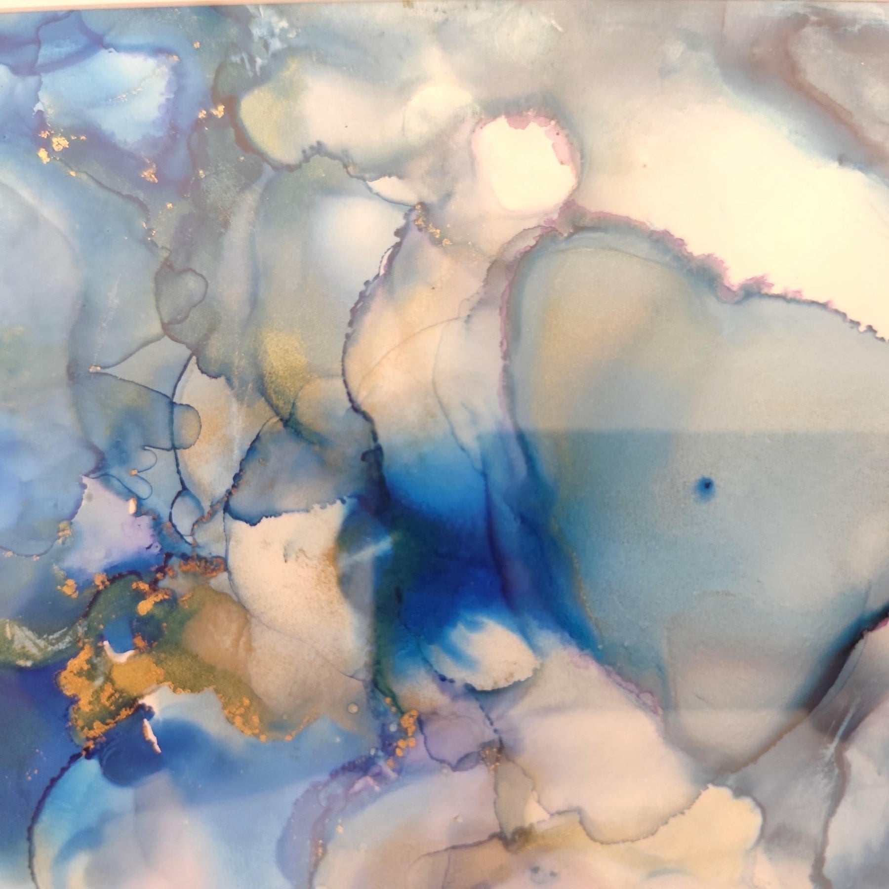 Blue Alcohol Ink Painting – Framed Wall Art