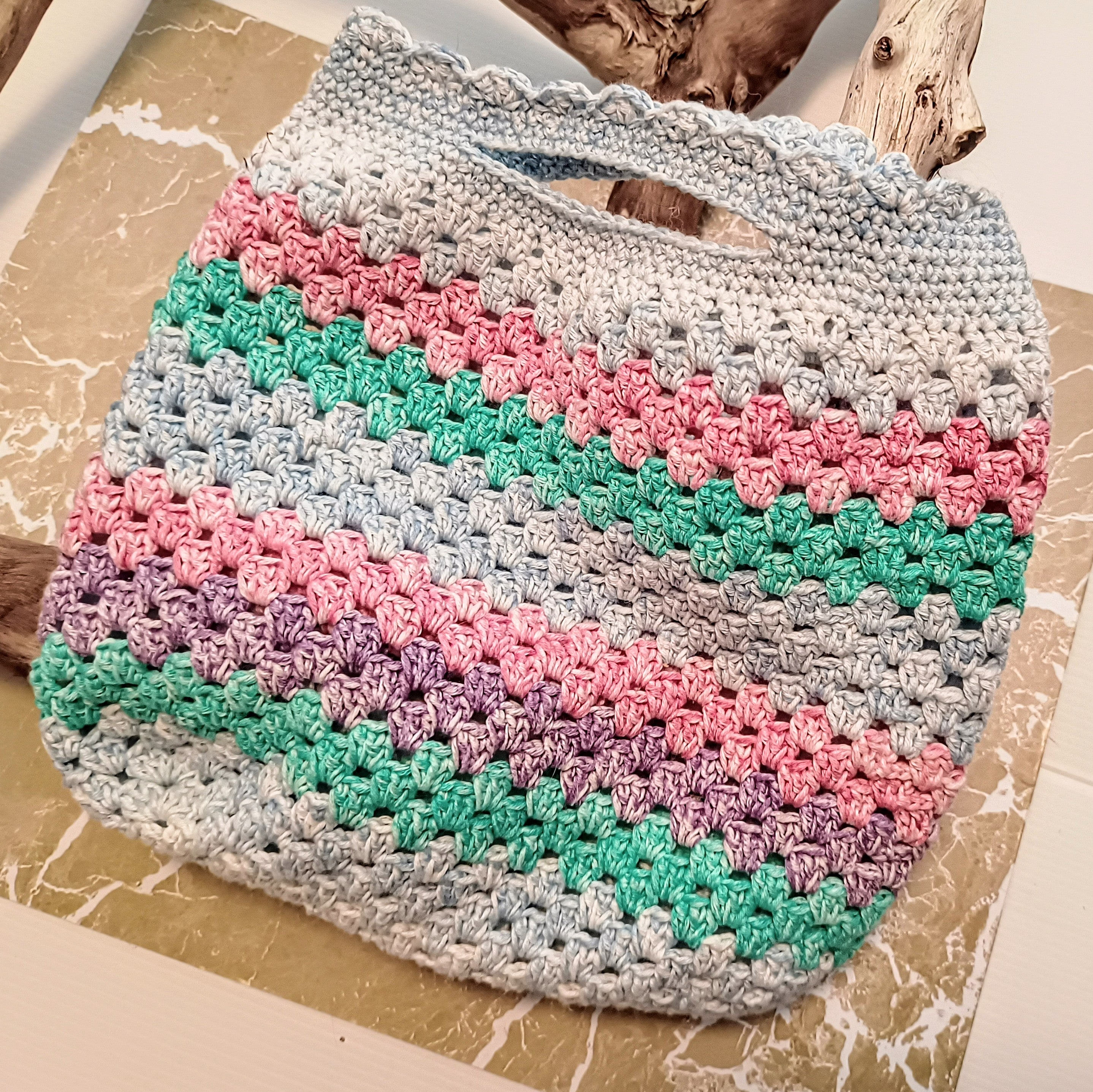 Mini Unlined Crochet Granny Stripe Bags