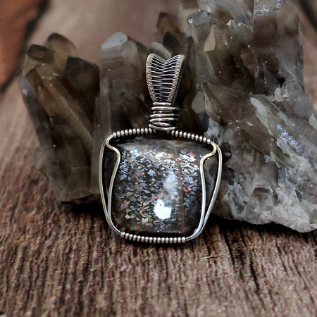 Sterling Silver Rainbow Lattice Sunstone Pendant ~ Talisman of Abundant Blessings