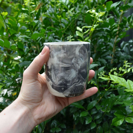 Black & White Hand Crafted Ceramic Marbled Coffee Mug 250ml