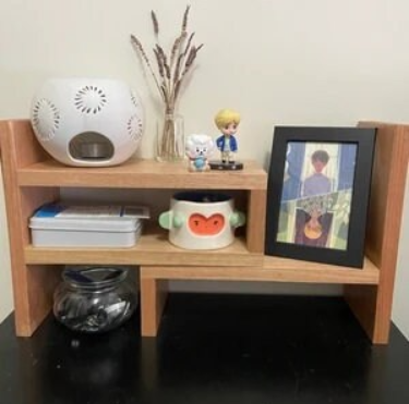 Large Adjustable Tasmanian Oak Desktop Shelf and Organiser