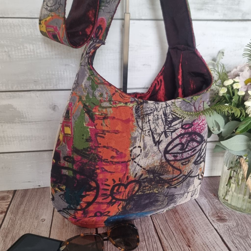 Sadie Jane Upcycled Graffiti Hobo Bag