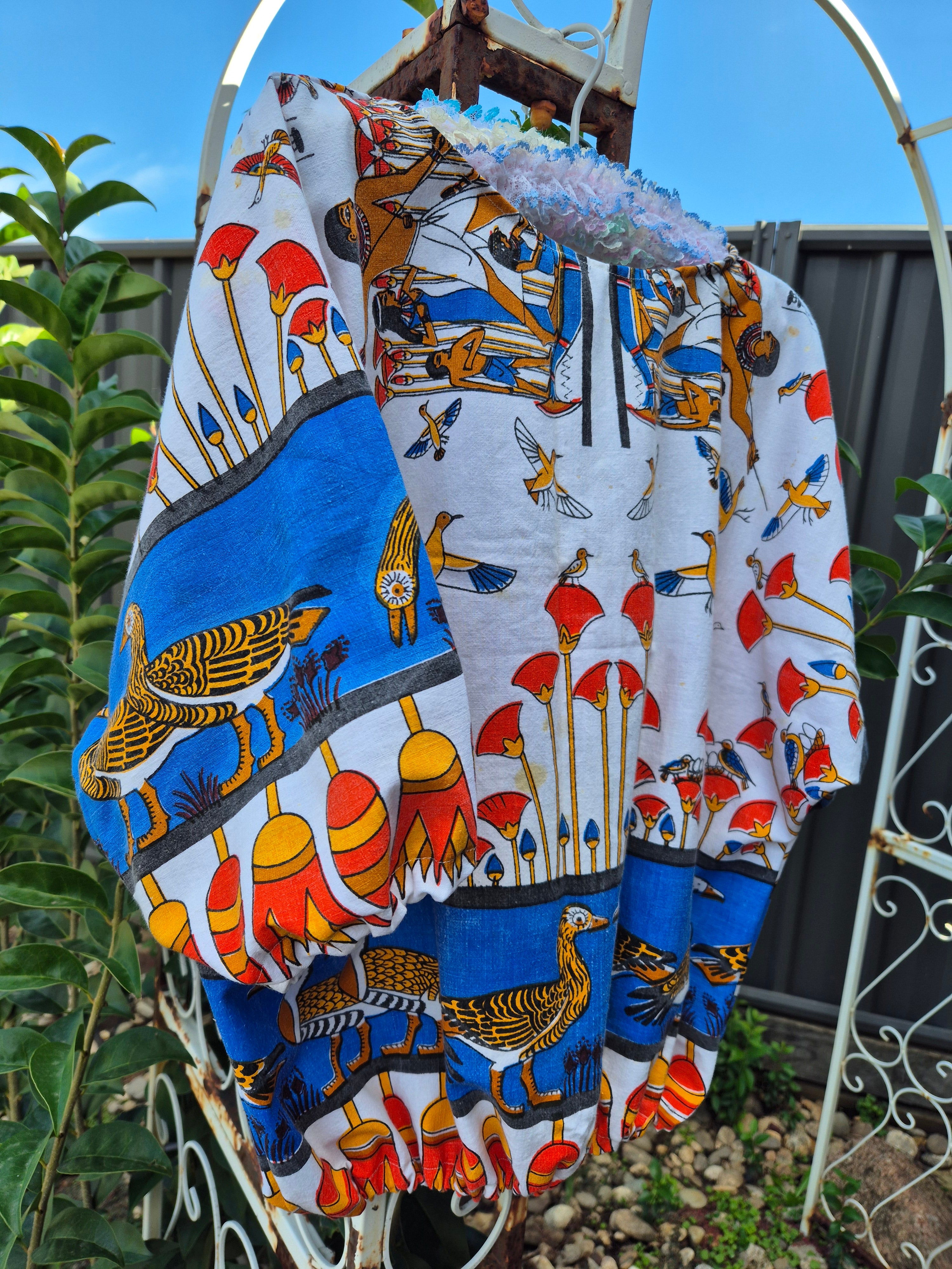 Upcycled Vintage Tablecloth top. Cropped style