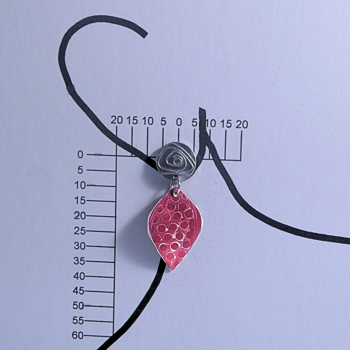 Hand printed anodised aluminium earrings - Scarlet Grace Collection
