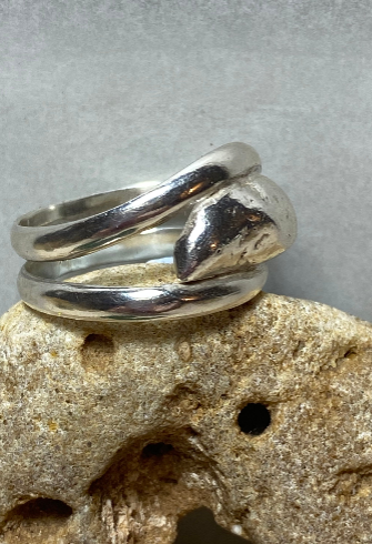 Molten Pebble Double Band Ring