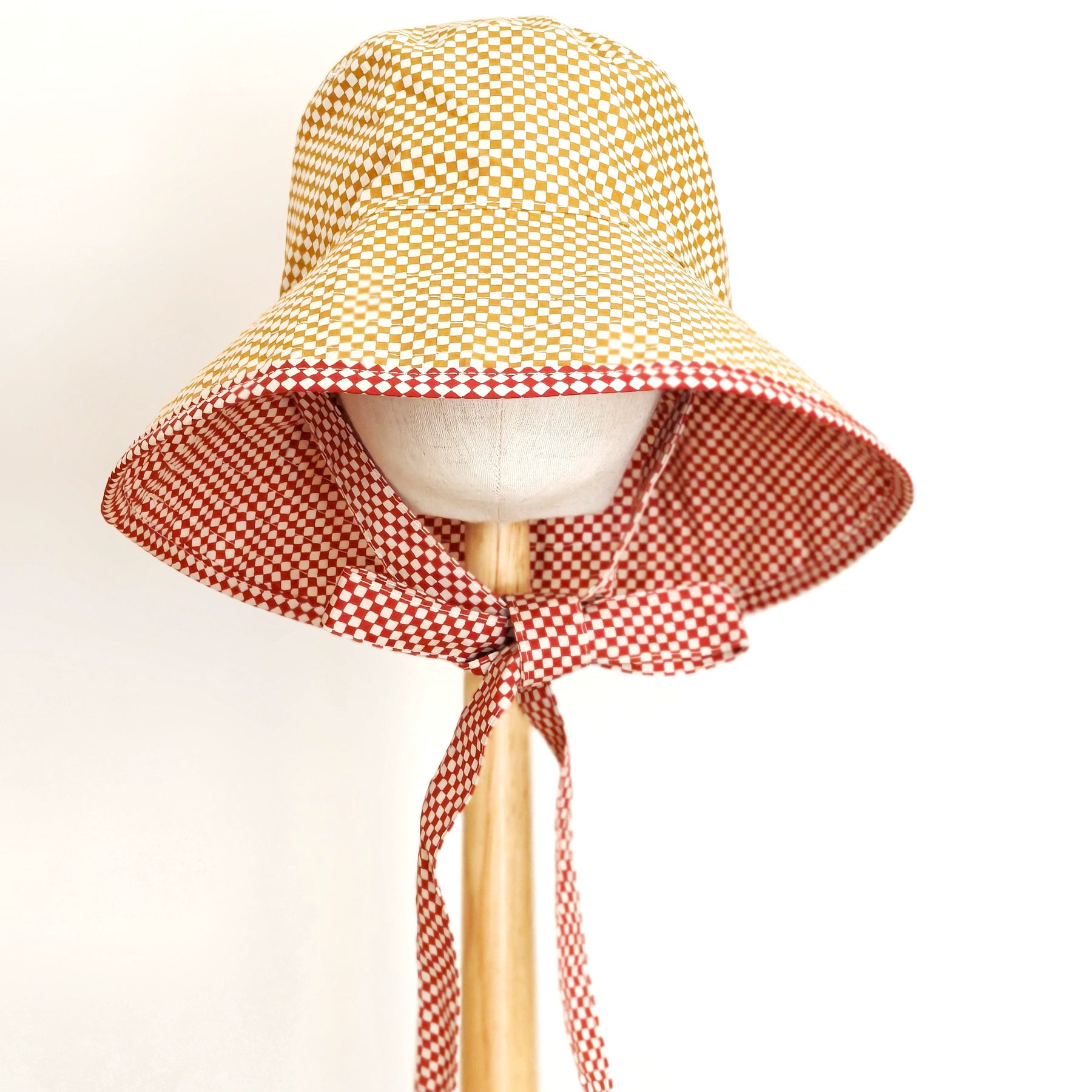 Kids Summer Reversible Sun, Gingham Kids Sun Hat