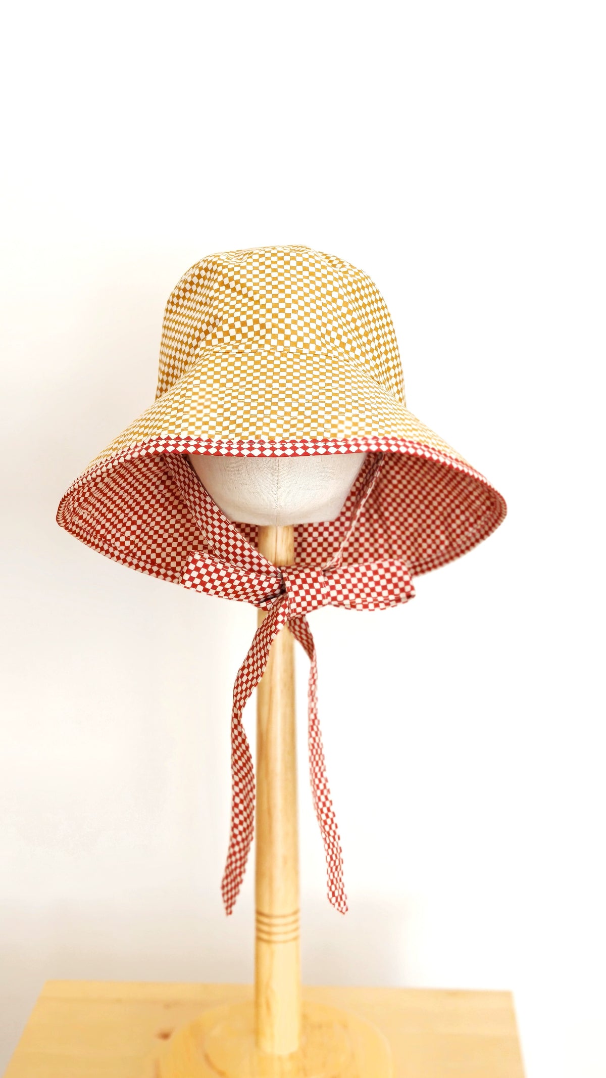 Kids Summer Reversible Sun, Gingham Kids Sun Hat