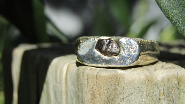 Green Sapphire Rockpool Signet, Sterling Silver, Size P