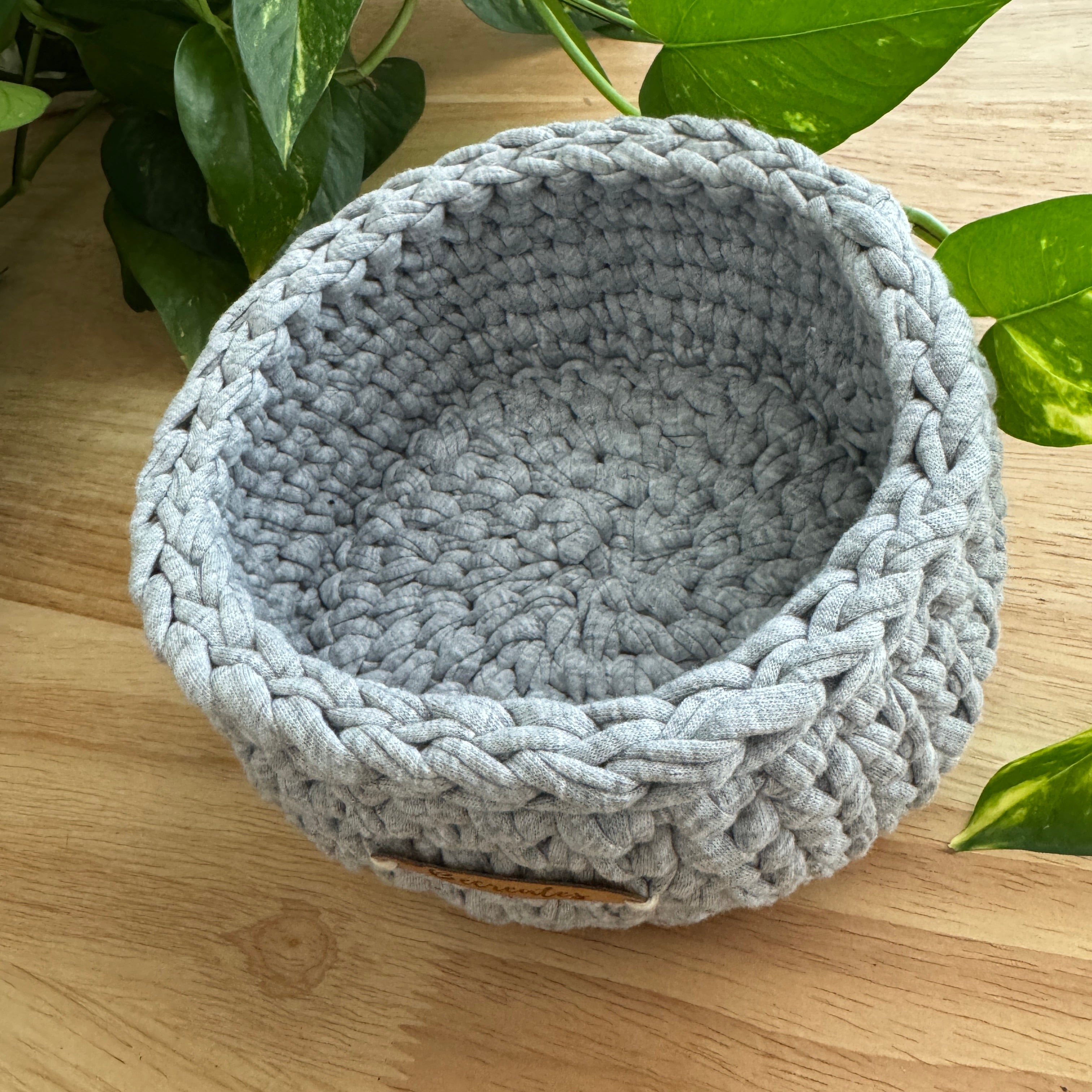 Handmade Basket Set | Grey Marle | Recycled Tshirt yarn | Large and Small