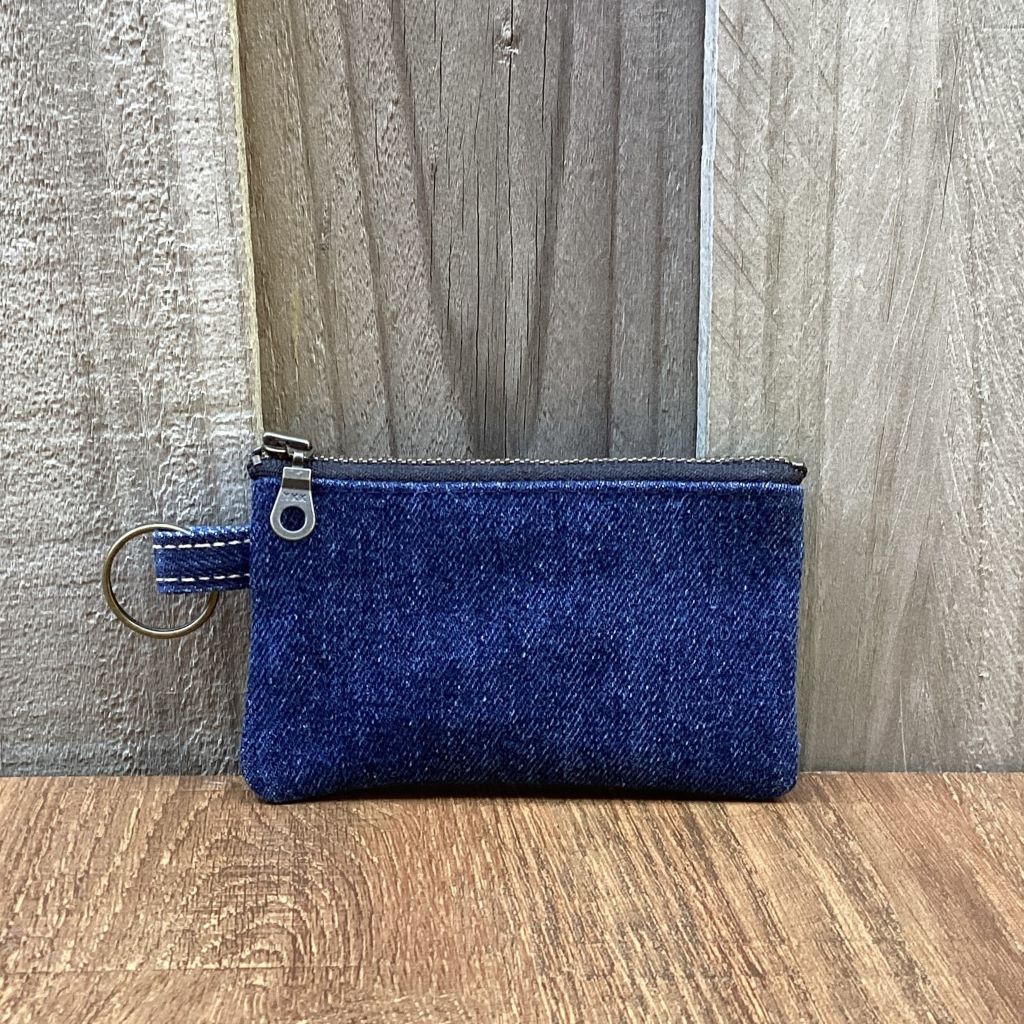 Small Keyring Pouch - Blue Upcycled Denim