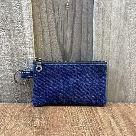 Small Keyring Pouch - Blue Upcycled Denim