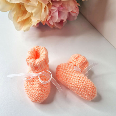 Baby Booties - Orange - newborn to 3 months