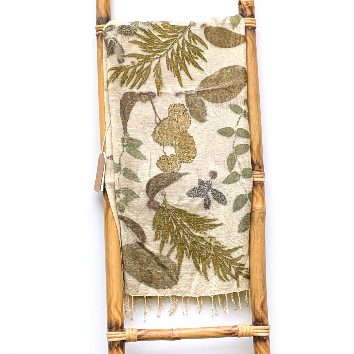 Ecoprint silk and bamboo cape