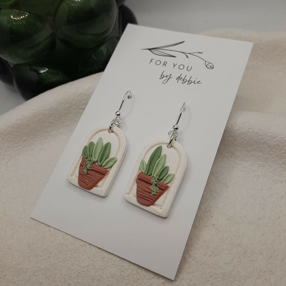 Pot plant polymer clay earrings- hypoallergenic