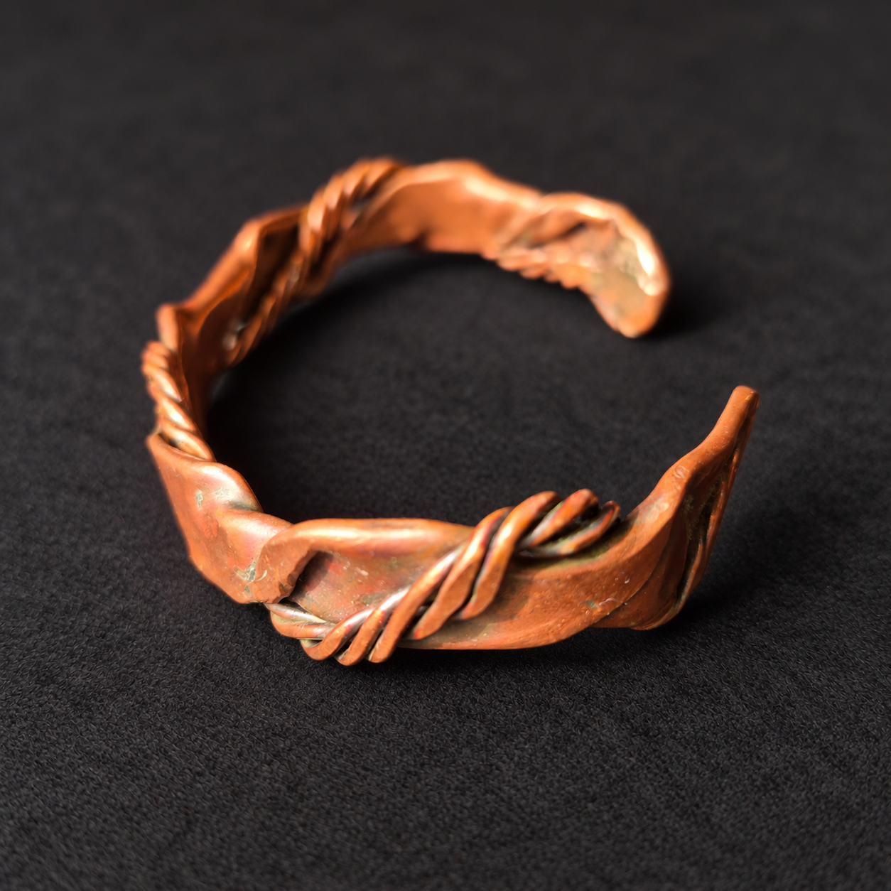 Handmade Sculptural Ribbon Copper Cuff Bracelet B025