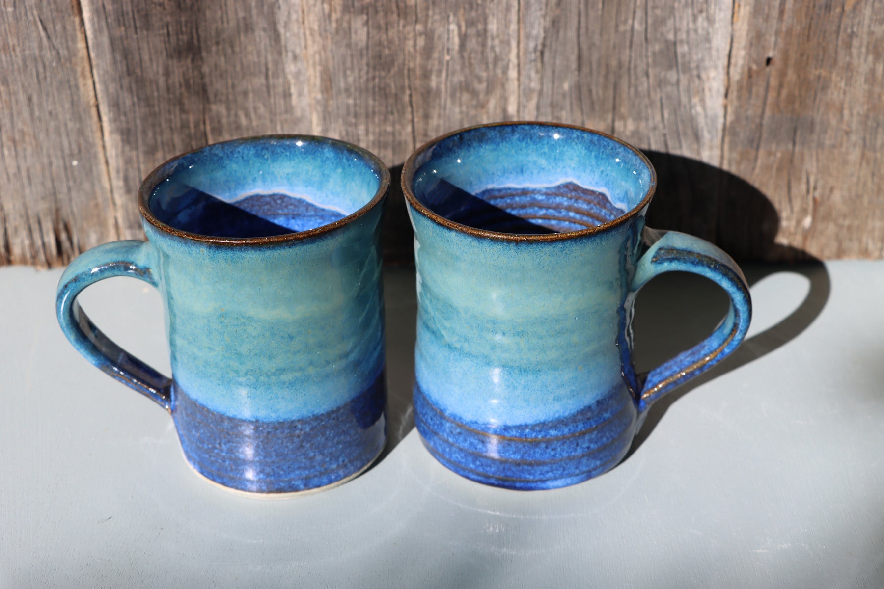 Large Handmade Stoneware Mug: Blue Glazes, coffee mug