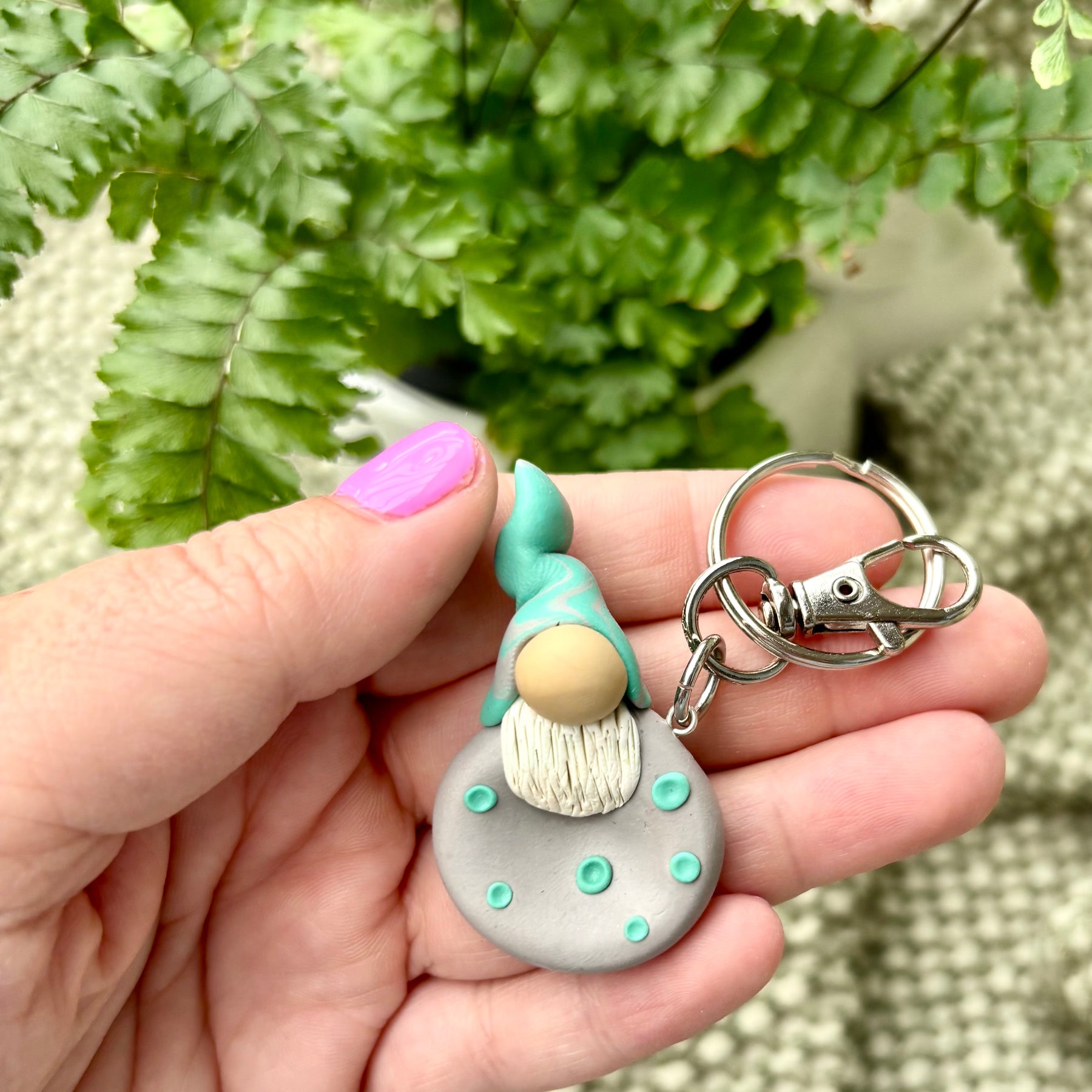 Gnome Stone - Grey and mint
