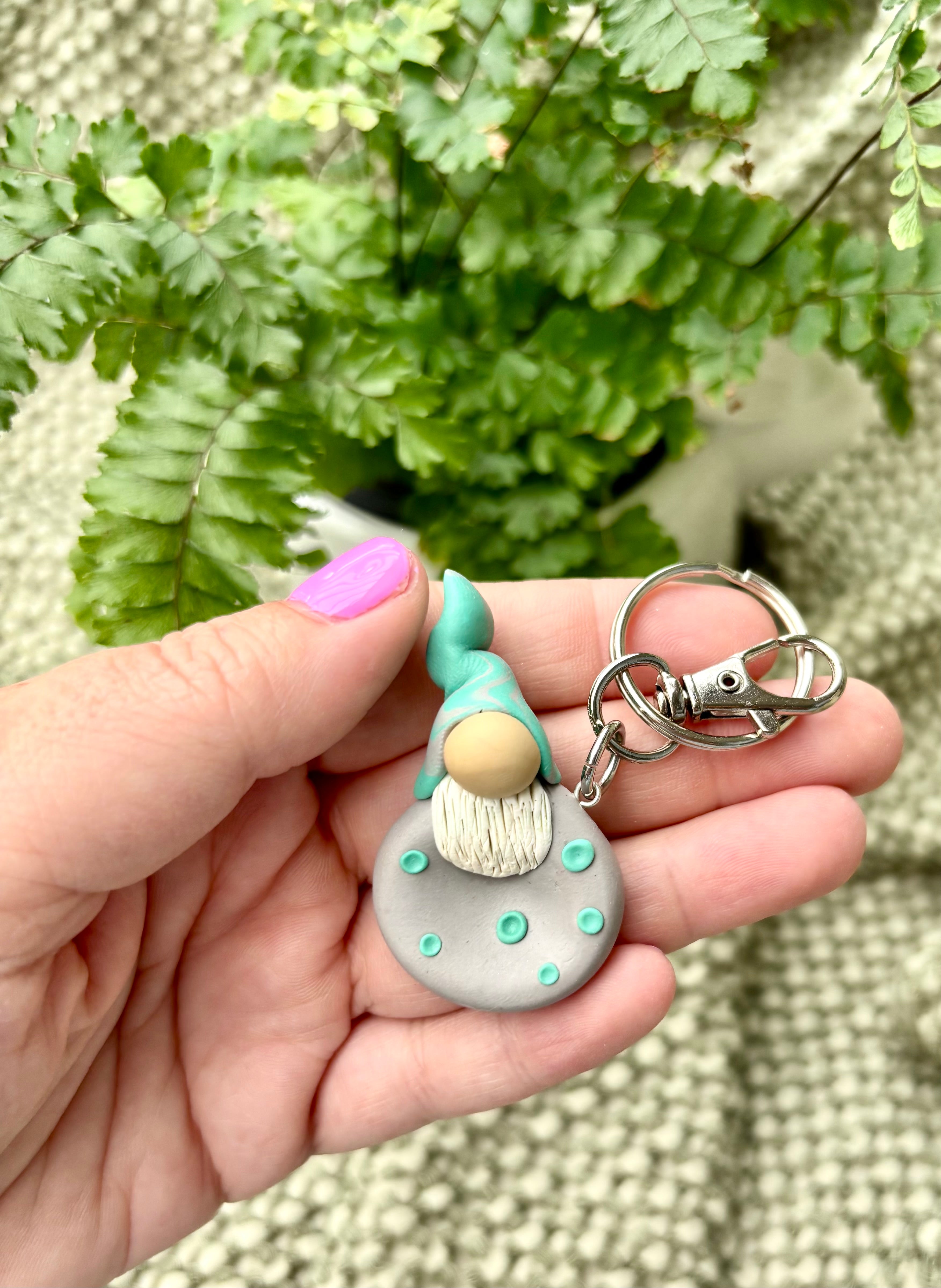 Gnome Stone - Grey and mint