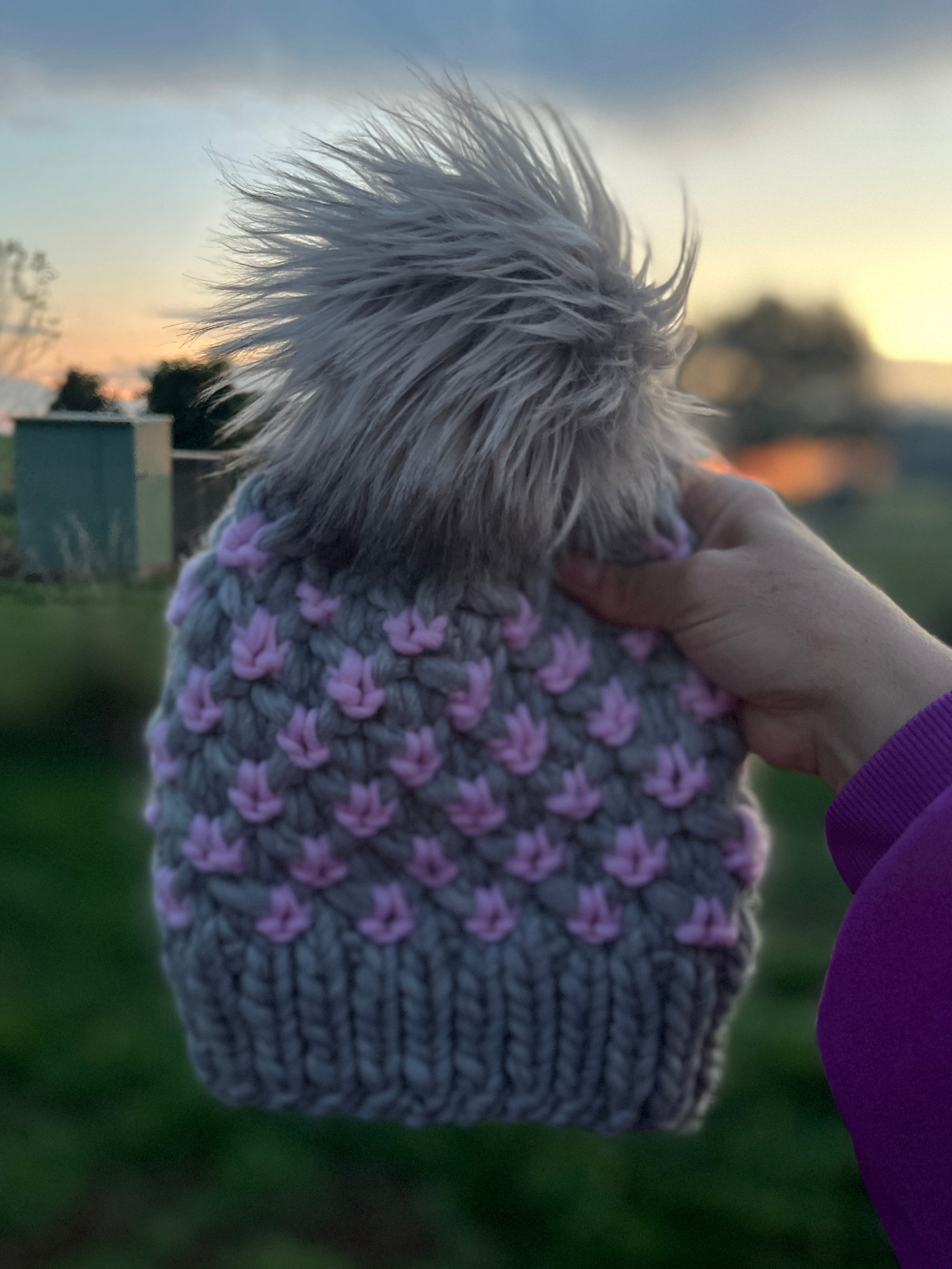 100% merino wool hand knit adults beanie