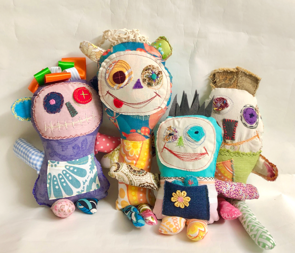 Fabric Monster Doll, Worry Doll, Softie Art Doll - Jazz